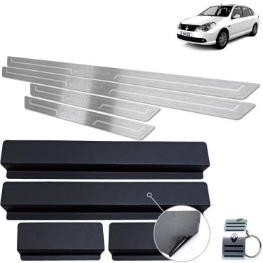 Imagem de Soleira Inox Renault Symbol 2009 a 2013 Prata Baixo Relevo