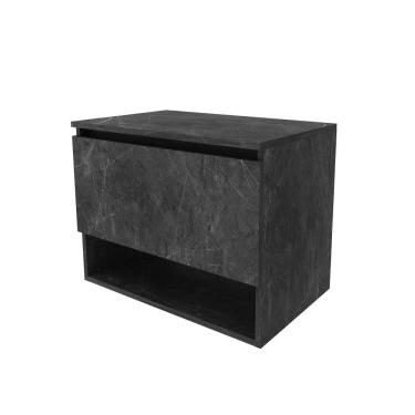 Imagem de Balcão Gabinete Suspenso para Banheiro 60cm com 1 Porta e Nicho BN3606 Mármore Lunar SEM CUBA