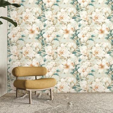 Imagem de ESSMOKO Papel de parede vintage quente padrão floral PVC impermeável autoadesivo papel de parede renovação móveis adesivo rosa claro 45 * 500 cm