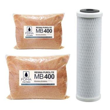 Imagem de Combo Resina Mista Mb400 1000g + 1x Carvão Block 9.3/4 - Fdma Filtros
