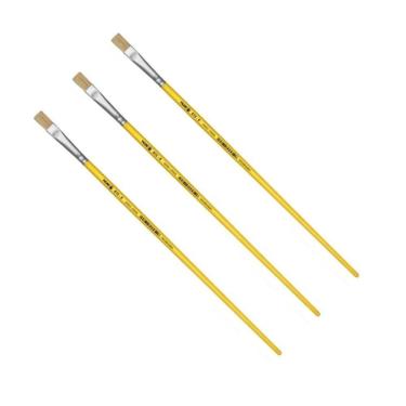 Imagem de Kit 3 Pincel Chato Longo Cerda Natural 815-8 Nº8 Fino Tigre