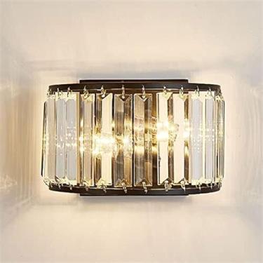 Imagem de Luminária de parede interna de cristal E12 moderna para banheiro, luminária de parede K9 Crystal Drops para quarto, corredor, sala de estar, espelho, cabeceira (preto)