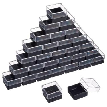 Imagem de WEBEEDY 36 peças de estojo de plástico transparente com caixa de pinos de inserção de espuma para presente, pinos de lapela transparentes barcaça caixas de armazenamento de pedras preciosas para