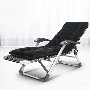 Imagem de Espreguiçadeira grande, poltrona reclinável com almofada removível, reclinável, pátio, gramado, praia, acampamento, para ambientes internos e externos, cadeira reclinável ergonômica dobrável
