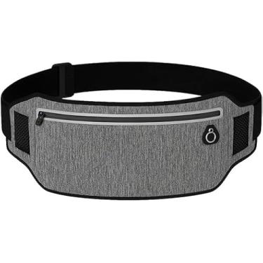 Imagem de Pochete Slim Fitness Impermeável para Celular e Documentos, Unissex, Ideal para Corrida, Caminhada e Bike (Cinza/Azul)