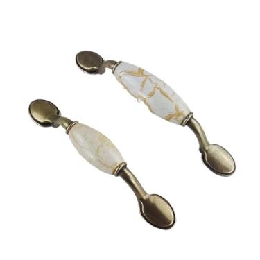 Imagem de CXYFQUUK Puxadores de cerâmica para móveis para porta deslizante, gaveta, guarda-roupa, armários de cozinha, armário, cômoda, puxador push pull, 2 peças (96 mm)