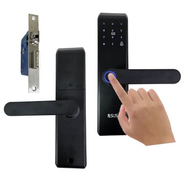 Imagem de Fechadura Digital Eletronica Biometria Senha Chave Acesso Cartao Porta Casa Residencia Escritorio