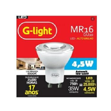 Imagem de lâmpada Dicroica Led Ence MR16 GU10 4,5W 6500K Luz Branca G-light, Luz