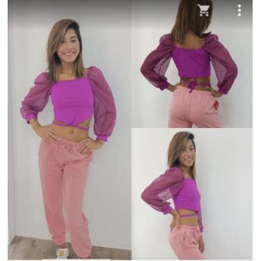 Imagem de Cropped com manga de tule - Margarita , Lilás, 16
