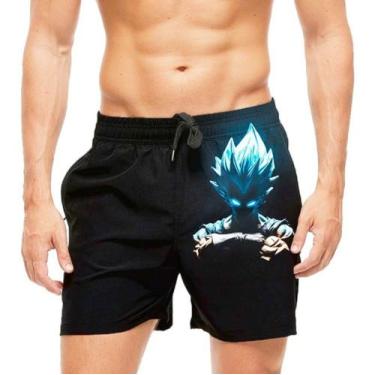 Imagem de Short Praia Shorts Banho Dragon Ball Goku 759 - smoke, Preto, M 38/40