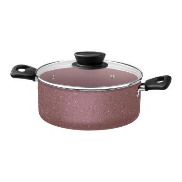 Imagem de Jogo de Panelas Tramontina Linz em Alumínio com Revestimento Interno e Externo em Antiaderente Starflon Max Rosa 07 Peça