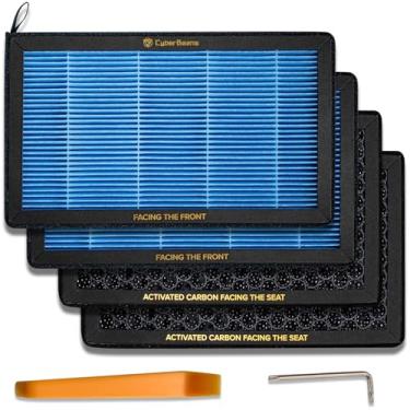 Imagem de CYBERBEANS Substituição de ar condicionado com carvão ativado para acessórios de filtro de ar de cabine HEPA Tesla Model 3/Y 2016-2024 2025 Juniper Highland versão atualizada (pacote com 4)