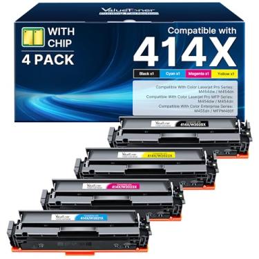 Imagem de 414X Toner Cartridges 4 Pack High Yield: MFP M479fdw Replacement for HP 414X 414A Toner for HP Color Laserjet Pro MFP M479fdw Toner M479fdn M479dw Pro M454dw M454dn M479 M454 M480f Printer (With Chip)