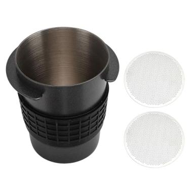 Imagem de Pilipane Copo dosador de aço inoxidável café em pó caneca com tela de disco acessórios profissionais barista para máquina de café expresso preto capacidade média (58 mm)