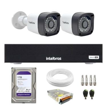 Imagem de Kit 2 Câmeras Tudo Forte TF 2020 B Full HD 1080p Bullet Visão Noturna 20M Proteção IP66 + DVR Gravador Intelbras MHDX 1104-C 4 Canais + HD Interno 1TB