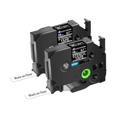 Imagem de KCMYTONER Fita De Etiqueta Para Gravação Eletroquímica Transparente Kcmytoner, Pacote Com 2 Unidades, Compatível Ptouch Ste-141, St141, St-141, Preta, 18 Mm, 3/4" (Solução Móvel) Pt-D400, D600, P700