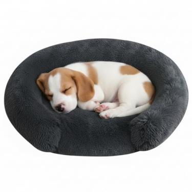 Imagem de Rkrouco Cama de cachorro fofa, calmante, para cães grandes, aquecendo, redondo, pequeno, médio, para animais de estimação, colchão aconchegante para gatos, canil, canil, gatinhos, tapete de dormir (P