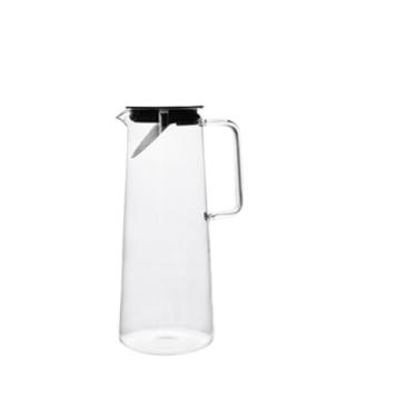 Imagem de Jarro Jarra de água vidro transparente resistente ao calor, jarra chá gelado grande capacidade, cafeteira com alça, 1,2 L(Preto)