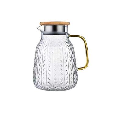 Imagem de Jarro Jarra de água 1500ML, resistente ao calor, garrafa vidro para bebidas, chaleira para potável em casa com tampa aço inoxidável