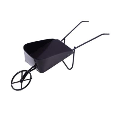 Imagem de Mini carrinho de mão de metal pequeno carrinho de mão pequeno carrinho de mão modelo miniatura acessórios de ferramentas de jardim de fazenda para mini decoração de jardim de casa (preto)