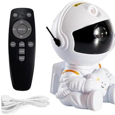 Imagem de Projetor Astronauta Estelar LED Galáxia Nebulosa (Modelo Sentado) - Luminária de Céu Estrelado para Quarto, Decoração Infantil e Presente com Timer e Controle Remoto