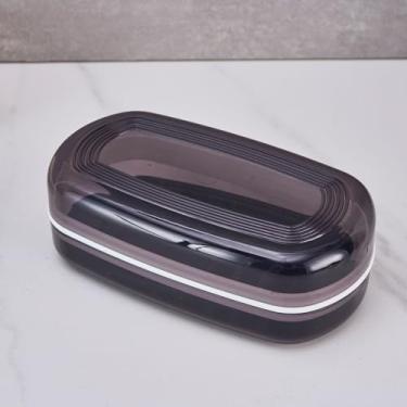 Imagem de 1 peça de suporte de saboneteira de chuveiro, preto com tampa transparente