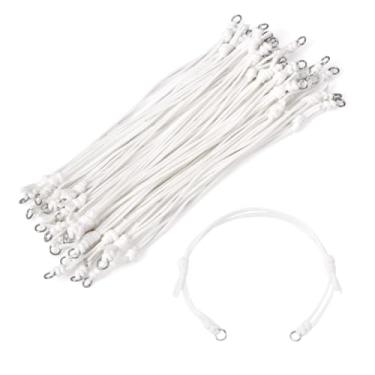 Imagem de 20 peças de pulseiras ajustáveis de poliéster encerado coreano com anéis de salto para pulseiras da amizade, fabricação de joias, suprimentos de artesanato faça você mesmo, branca, 23,5 cm (9-1/4 pol