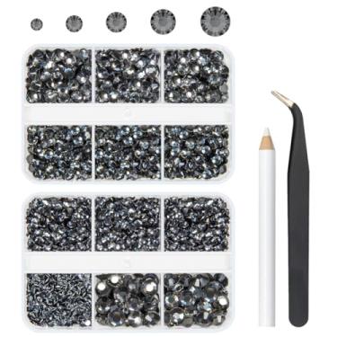 Imagem de Strass de resina cinza escuro para artesanato deslumbrante, diamantes negros, pedras de cristal de 2 mm, 3 mm, 4 mm, 5 mm, 6 mm, pedras não fixas, pingentes de cristais para unhas, copos de maquiagem