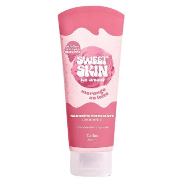 Imagem de Sabonete Esfoliante Crocante Corporal Dailus Sweet Skin Ice Cream Morango Ao Leite 200ml