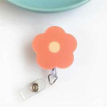 Imagem de Carretel de crachá de enfermeira com desenho animado colorido porta-cartão de identificação acrílico fivela fácil de puxar estudantes de médico (laranja)