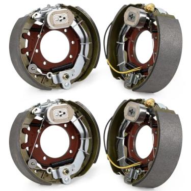 Imagem de Freio de reboque de 30 cm x 8 cm, 2 pares para eixos de reboque de 9.000 a 4,5 kg, conjunto de freio de placa de suporte elétrico com flange de freio de 7 parafusos compatível com Dexter K23-450-00