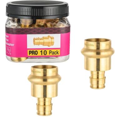Imagem de 10 PACOTES GUOFIS 3/10.2 cm Press x 1/5.1 cm PEX-A Adaptador de Expansão, Acoplamento de Latão para Conexão de Ferramenta de Pressão a Sistemas de Encanamento PEX-A