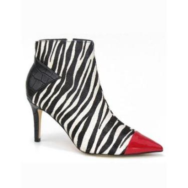 Imagem de Bota em Couro Pêlo Zebra Preto e Vermelho Werner-Feminino