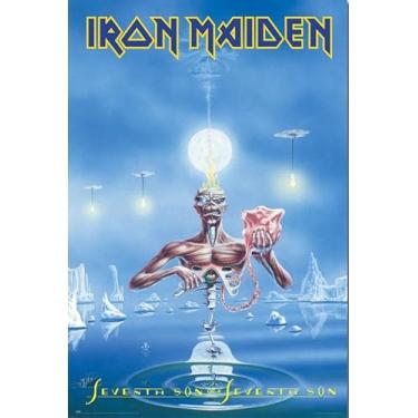 Imagem de BUY ART FOR LESS Pôster artístico oficialmente licenciado Iron Maiden Sétimo Filho de um Sétimo Filho 61 x 91 cm - Impressão decorativa - Papel pôster - Pronto para emoldurar