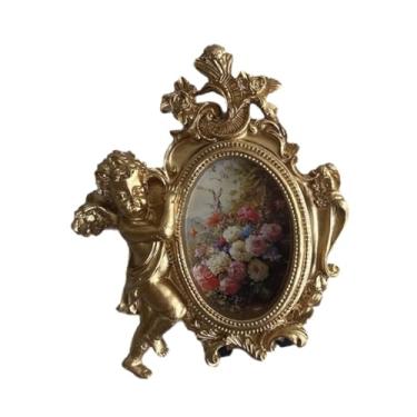 Imagem de Ioensy Moldura de foto vintage, ornamento de resina, design clássico de anjo, para corredor, sala de hóspedes, sala de estar, mesa de escritório