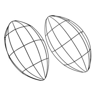 Imagem de UGPLM 2 peças de forma de guirlanda de futebol, moldura de guirlanda de arame floral, moldura floral de arame de metal faça você mesmo para áreas externas,