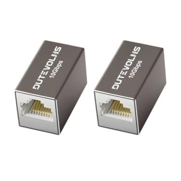 Imagem de Dutevolns Acoplador Ethernet de 10 Gbps, adaptador de expansão com revestimento de liga de alumínio, conector RJ45 fêmea para fêmea, extensor Ethernet para cabo Cat8 Cat7 Cat6 Cat5, extensão de longa