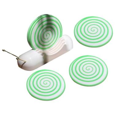 Imagem de Fenteer Conjunto de 6 porta-copos redondos com suporte em formato de xícara, antiderrapantes e decorativos para de bar, Verde