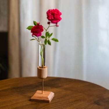 Imagem de Vaso de mesa moderno com design de tubo de ensaio, elegante suporte de arranjo de flores para plantas hidropônicas, decoração minimalista para sala de estar e escritório