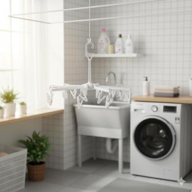 Imagem de Varal Guarda-Chuva Dobrável com 16 Prendedores, Portátil Retrátil, Multiuso para Roupas Íntimas, Meias e Peças Pequenas, Cores Sortidas