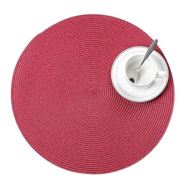Imagem de Jogo Americano 4 Unidades Redondo Jantar para Mesa Posta, Descanso de Prato(vermelho escuro)