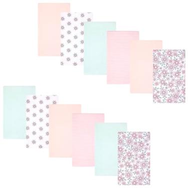Imagem de Hudson Baby Pacote de 12 panos de flanela de algodão para meninas, pacote com 12, floral rosa menta, tamanho único