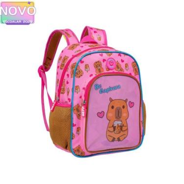 Imagem de Mochila Infantil Costas Capivara Frente em PVC Tamanho Médio Escolar 2