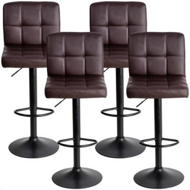 Imagem de Banquetas Gomos Confort Giratória Estofada Cozinha Kit 04 Un Marrom Ca