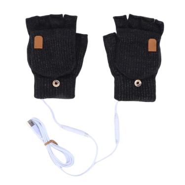 Imagem de Luqeeg Luvas Aquecidas USB Sem Dedos para Homens e Mulheres, Luvas Elétricas de Aquecimento de Mãos para Trabalho, Jogos, Digitação, Mensagens, Presentes de Inverno, Esqui, Snowboard, (Cinza Escuro)