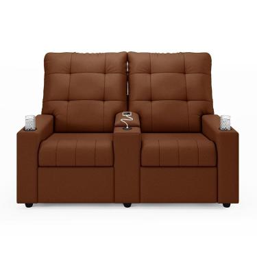 Imagem de Poltrona Do Papai Reclinável Sala De Cinema 2 Lugares Manual Baú Usb Veludo Terracota
