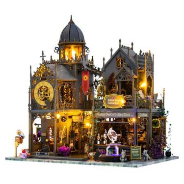 Imagem de Bloco de Montar Castelo Mágico Vintage de Madeira com LED Decoração Co