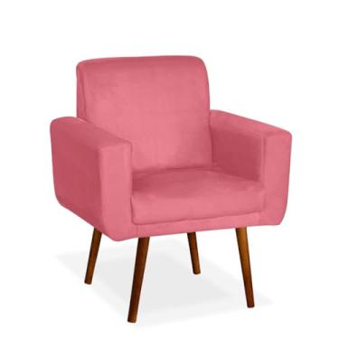 Imagem de Poltrona Anitta em Suede – Estrutura de Madeira de Eucalipto, Espuma D-26 e Pés Palito Castanho 30cm, Design Moderno para Sala, Quarto ou Escritório (Rose)