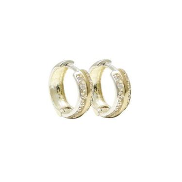 Imagem de Brinco Argola Prata 925 Com Aplique em Ouro 14k Prata Polly - HG Joias