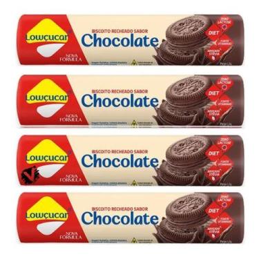 Imagem de 4 Biscoito Recheado Lowçucar 120g Sabores Diet Zero Açúcar Chocolate